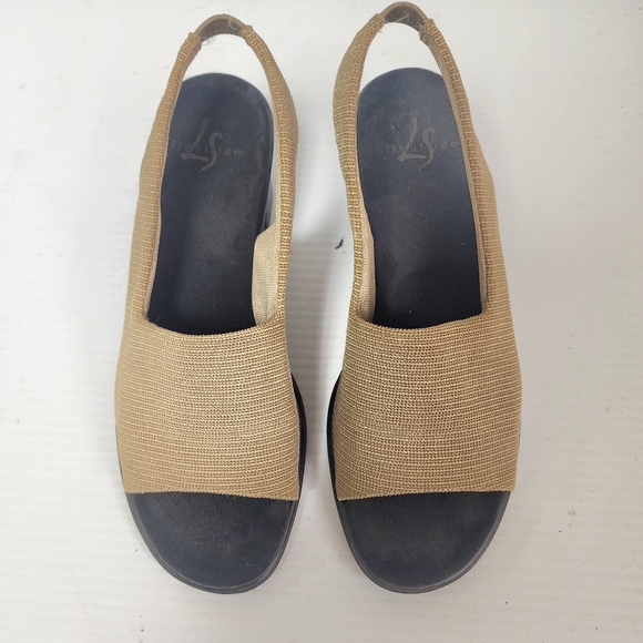 Life Stride Tan Sling Back Chunky Heeled Y2K 2000 Open Toe Sandals Size 8.5 M - Picture 2 of 7